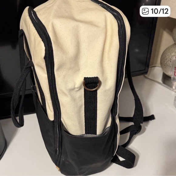 Petunia Pickle Bottom Boxy Backpack Canvas Cream And Black Baby Diaper Bag - Picture 12 of 12